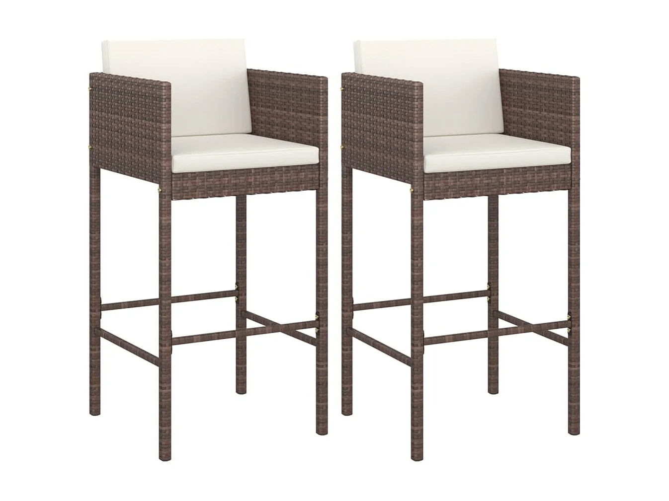 Tabourets de bar lot de 2 avec coussins marron résine tressée