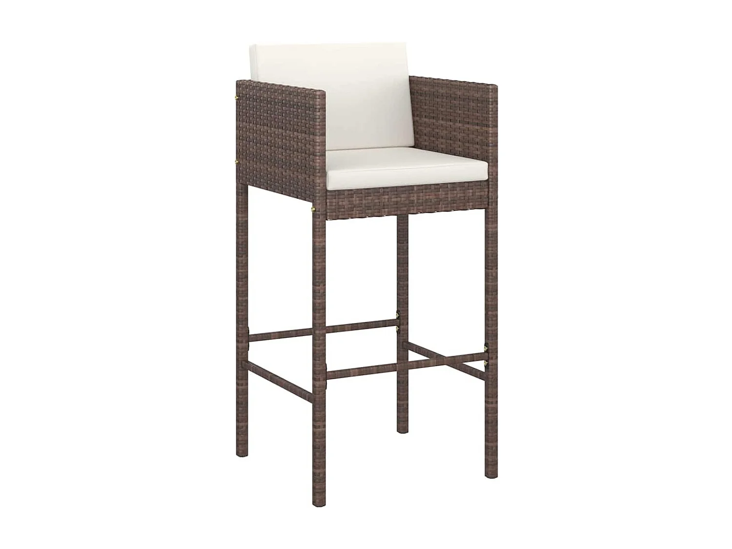 Tabourets de bar lot de 2 avec coussins marron résine tressée