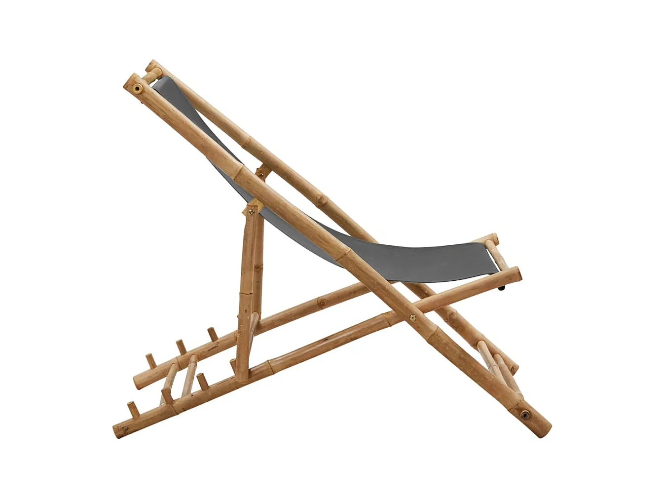 Chaise de terrasse Bambou et toile Gris foncé