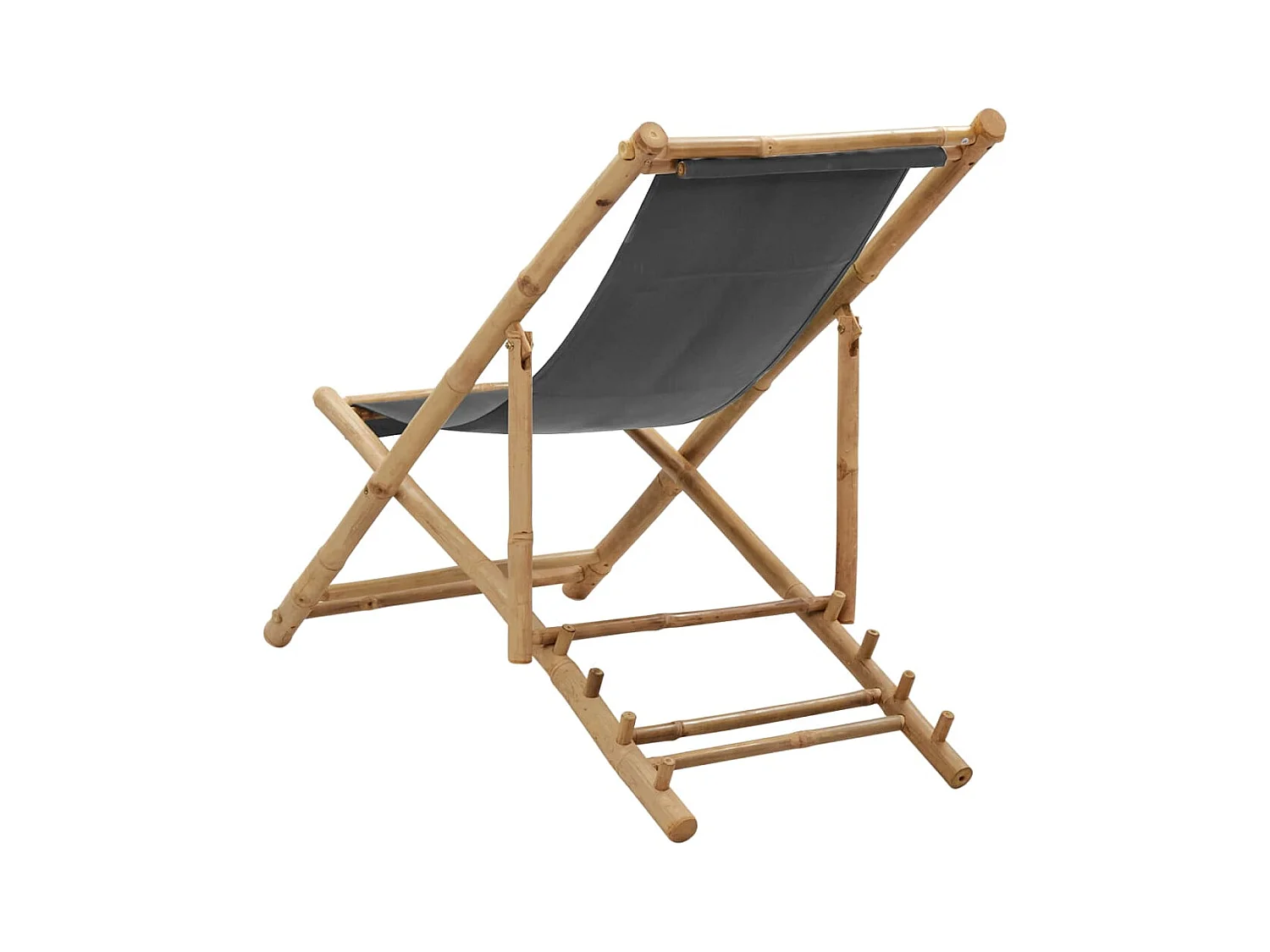 Chaise de terrasse Bambou et toile Gris foncé