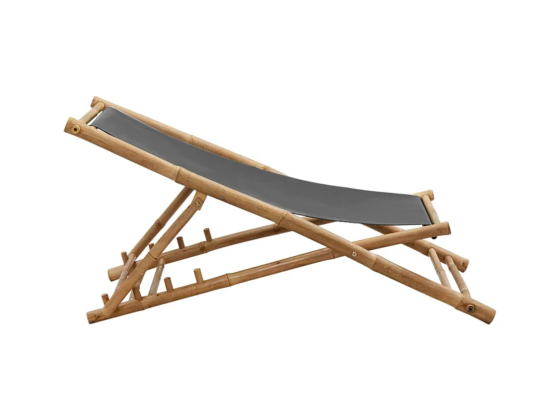 Chaise de terrasse Bambou et toile Gris foncé