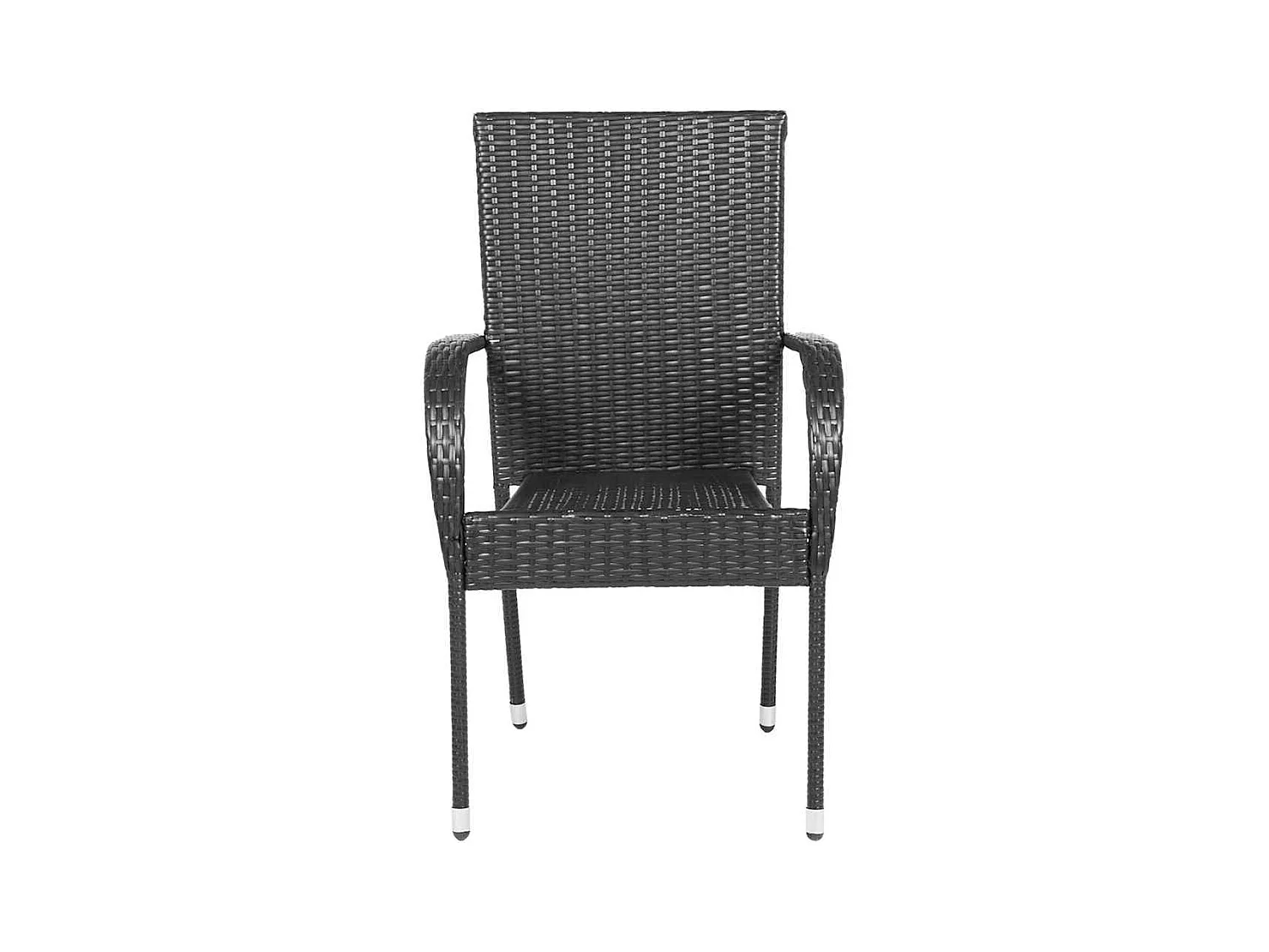 Stapelbare Gartenstühle 6er-Set aus schwarzem Korbgeflecht