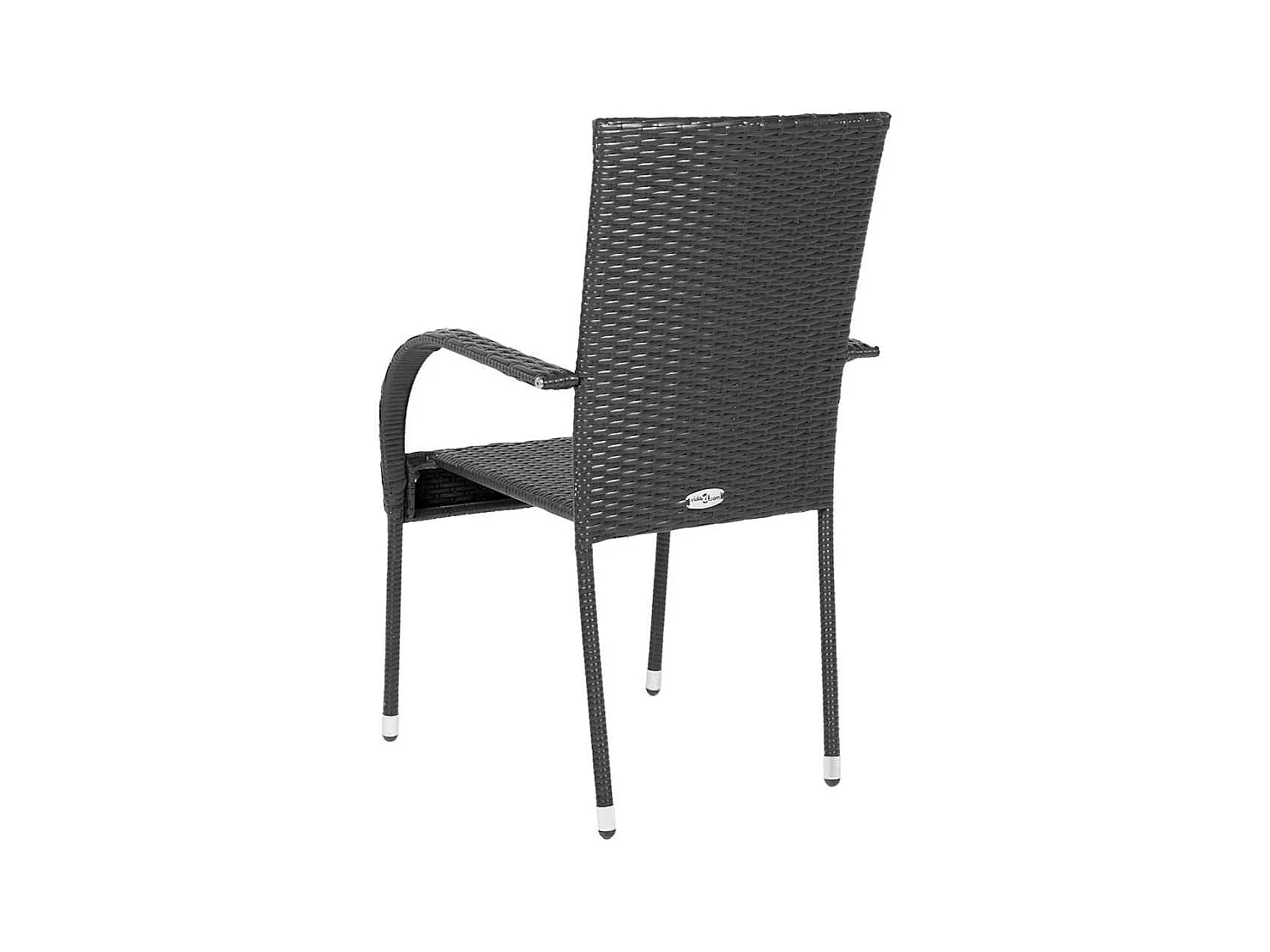 Stapelbare Gartenstühle 6er-Set aus schwarzem Korbgeflecht