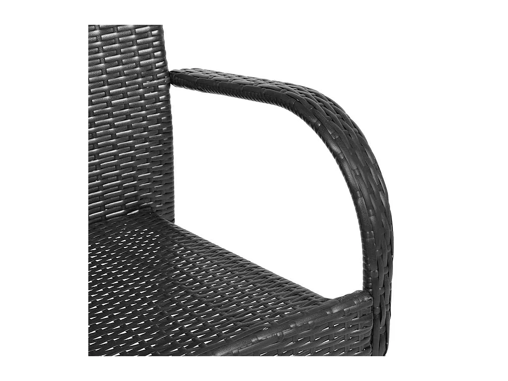 Stapelbare Gartenstühle 6er-Set aus schwarzem Korbgeflecht