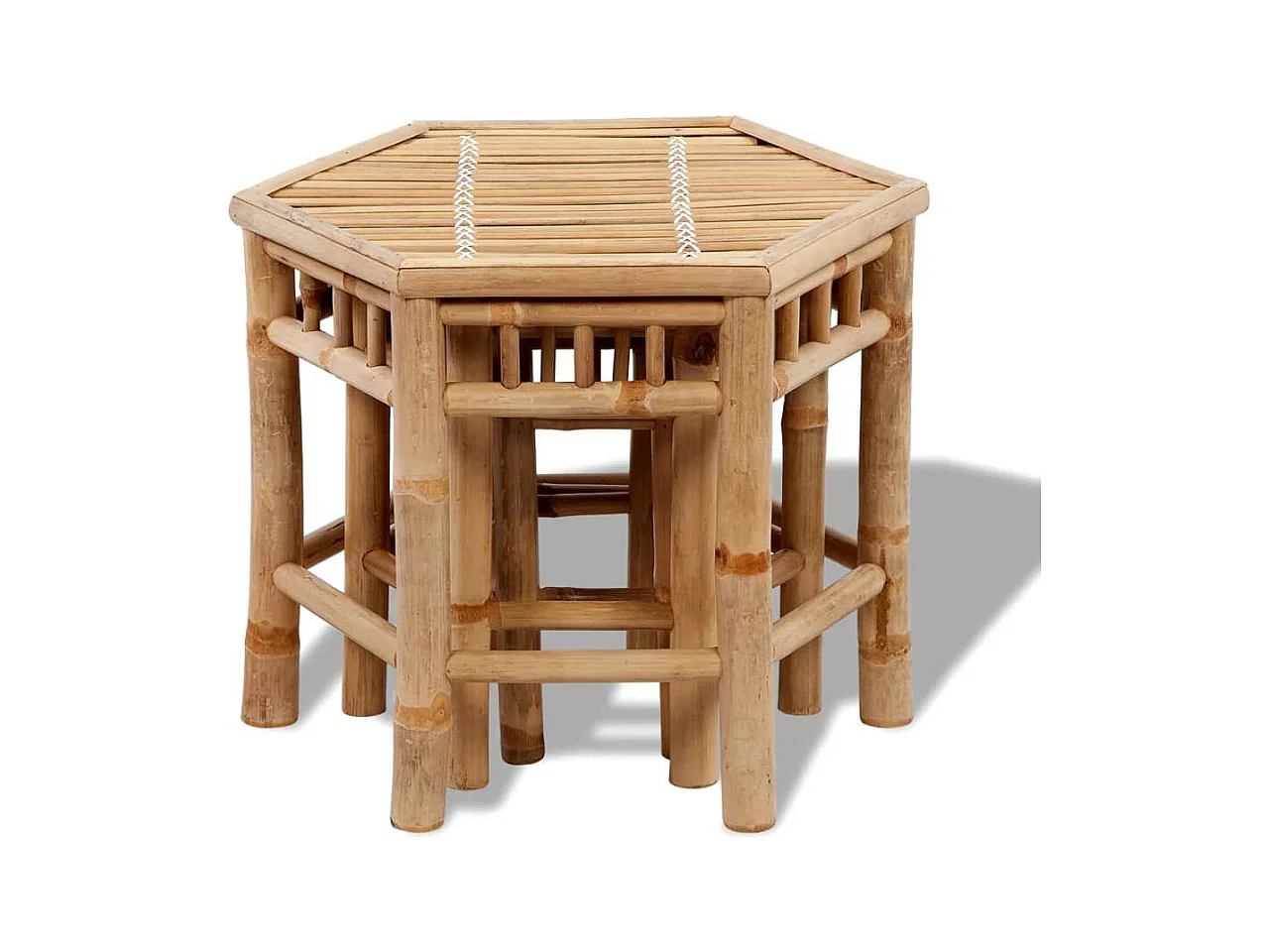 Tabourets de jardin lot de 3 bambou