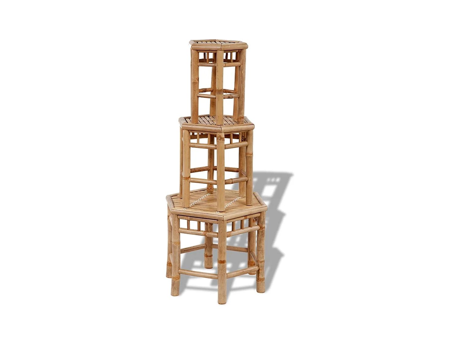 Tabourets de jardin lot de 3 bambou