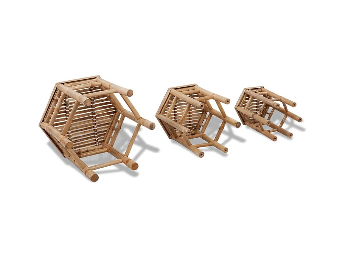 Tabourets de jardin lot de 3 bambou