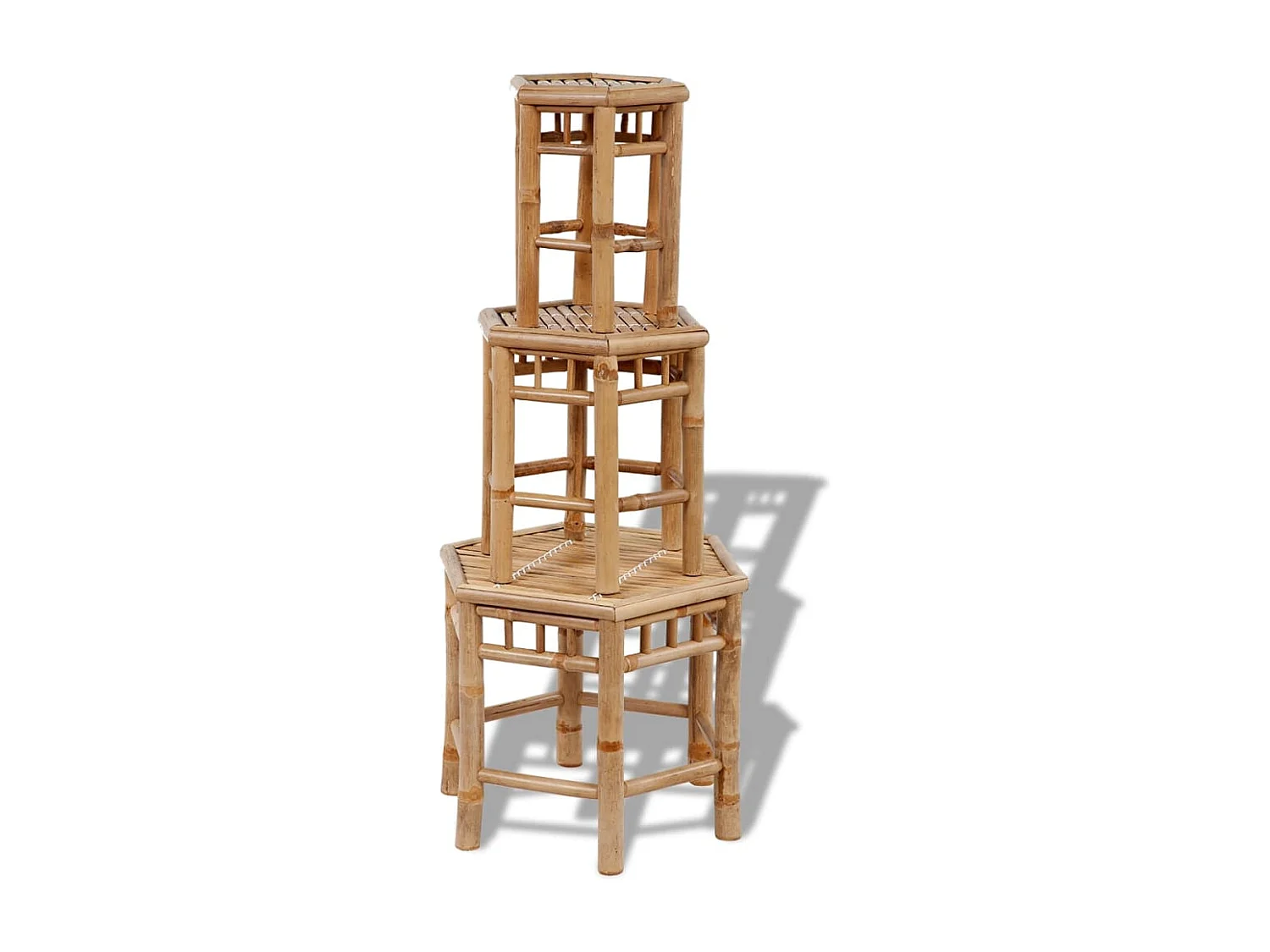 Tabourets de jardin lot de 3 bambou