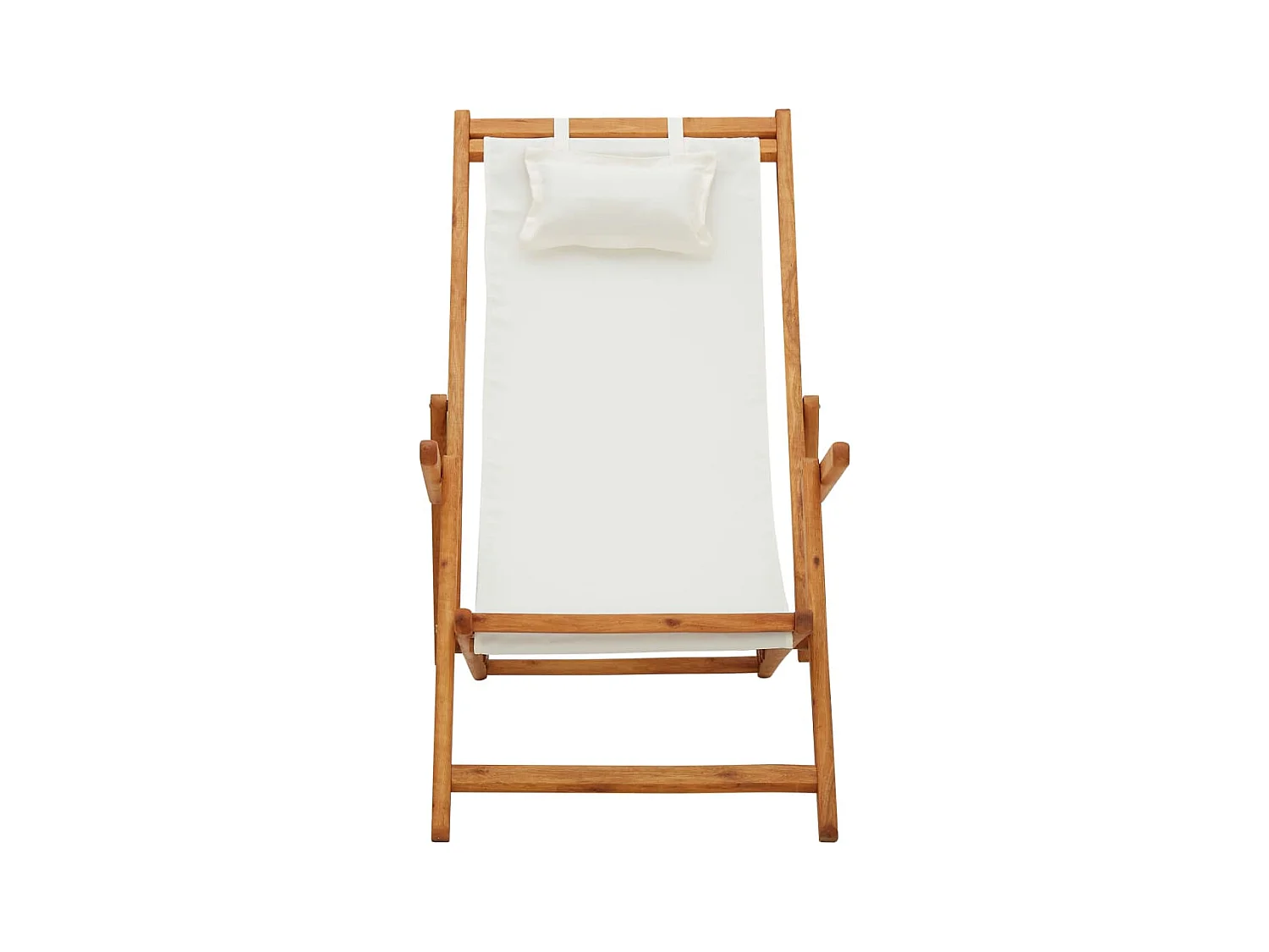 Chaise pliable de plage Bois d'eucalyptus solide et tissu Crème