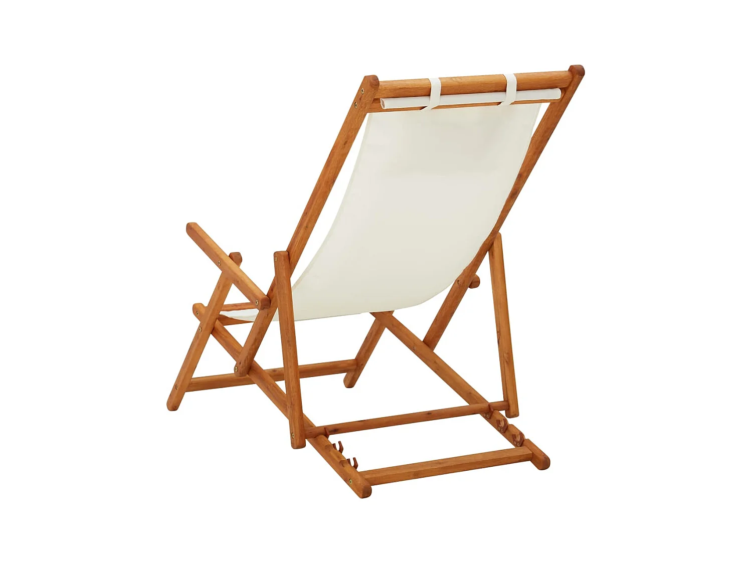 Chaise pliable de plage Bois d'eucalyptus solide et tissu Crème