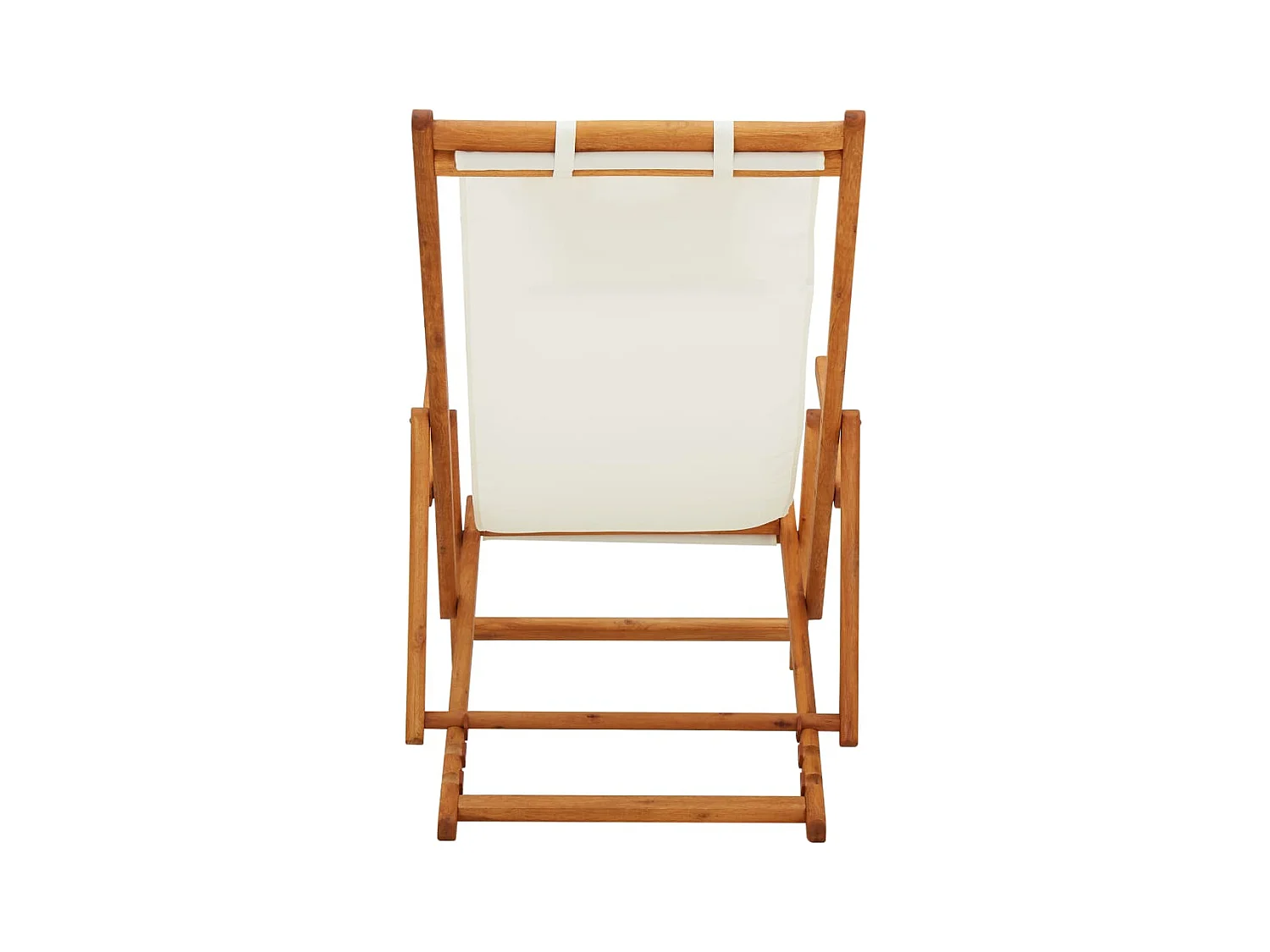 Chaise pliable de plage Bois d'eucalyptus solide et tissu Crème