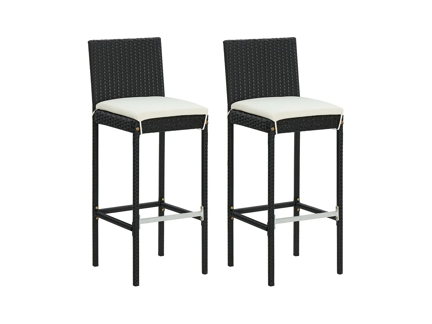 Tabourets de bar de jardin et coussins lot de 2 résine tressée