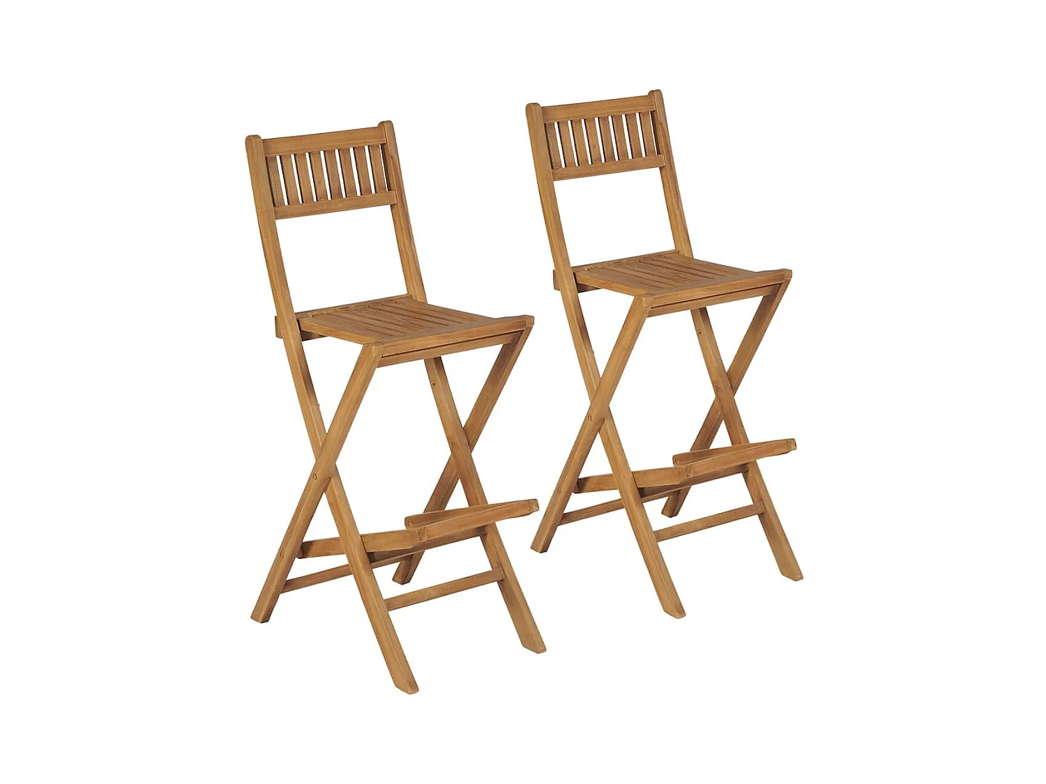 Tabourets pliables de bar d'extérieur lot de 2 bois teck solide