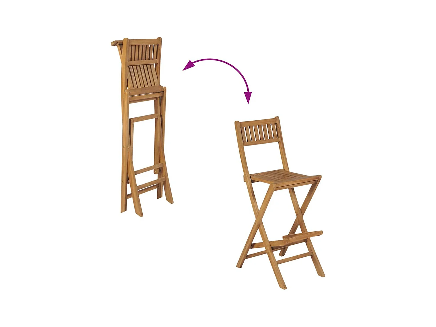 Tabourets pliables de bar d'extérieur lot de 2 bois teck solide