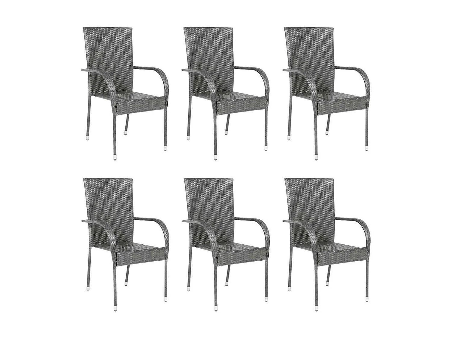 Chaises empilables d'extérieur lot de 6 Gris Résine tressée