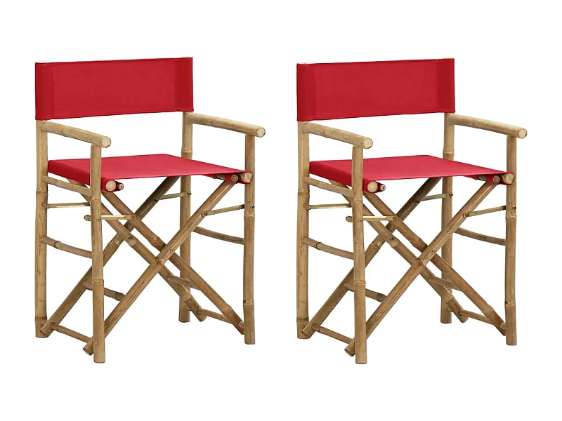 Opvouwbare regisseursstoelen set van 2 rood bamboe en stof