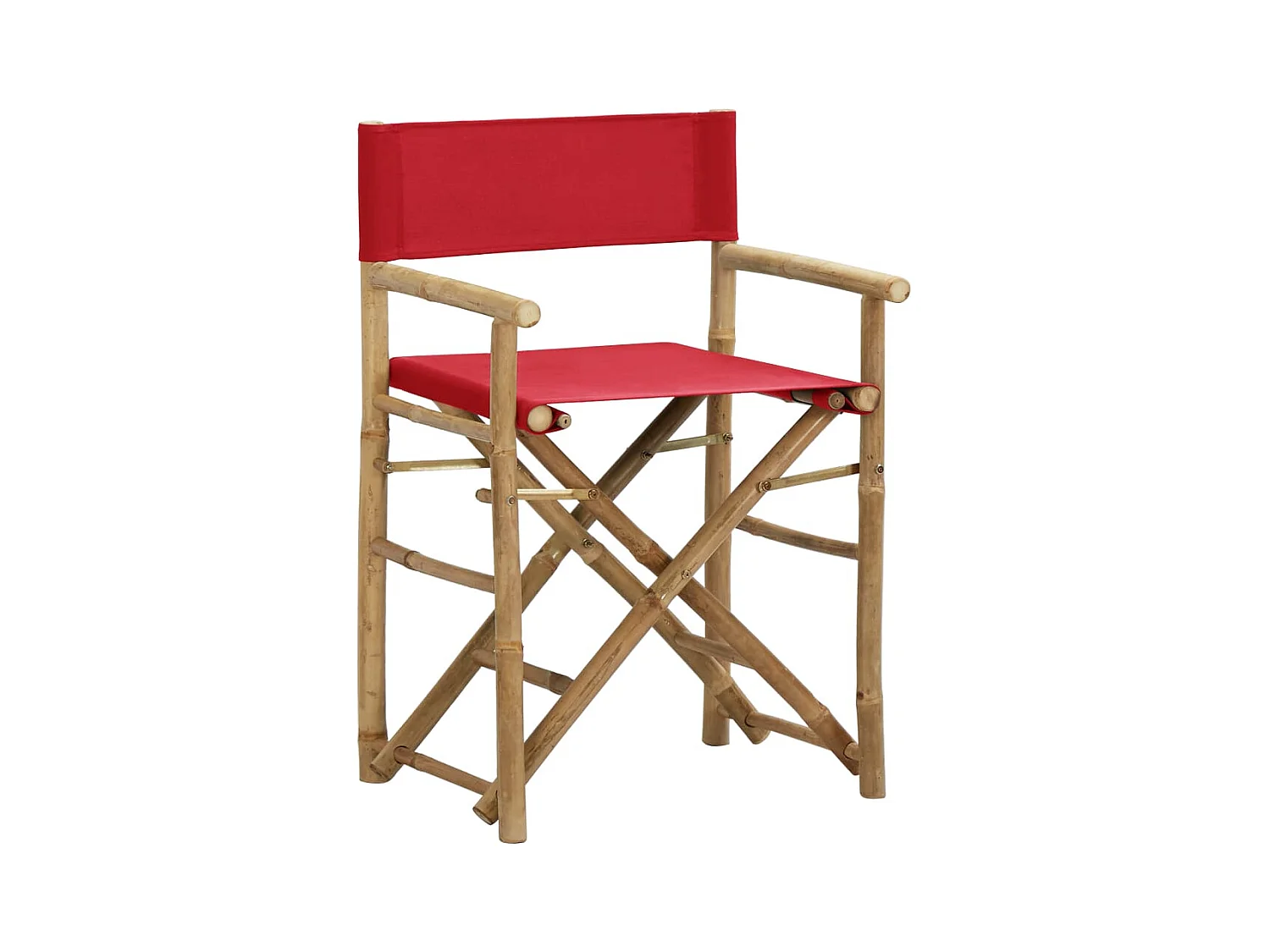 Chaises pliables de directeur lot de 2 Rouge Bambou et tissu