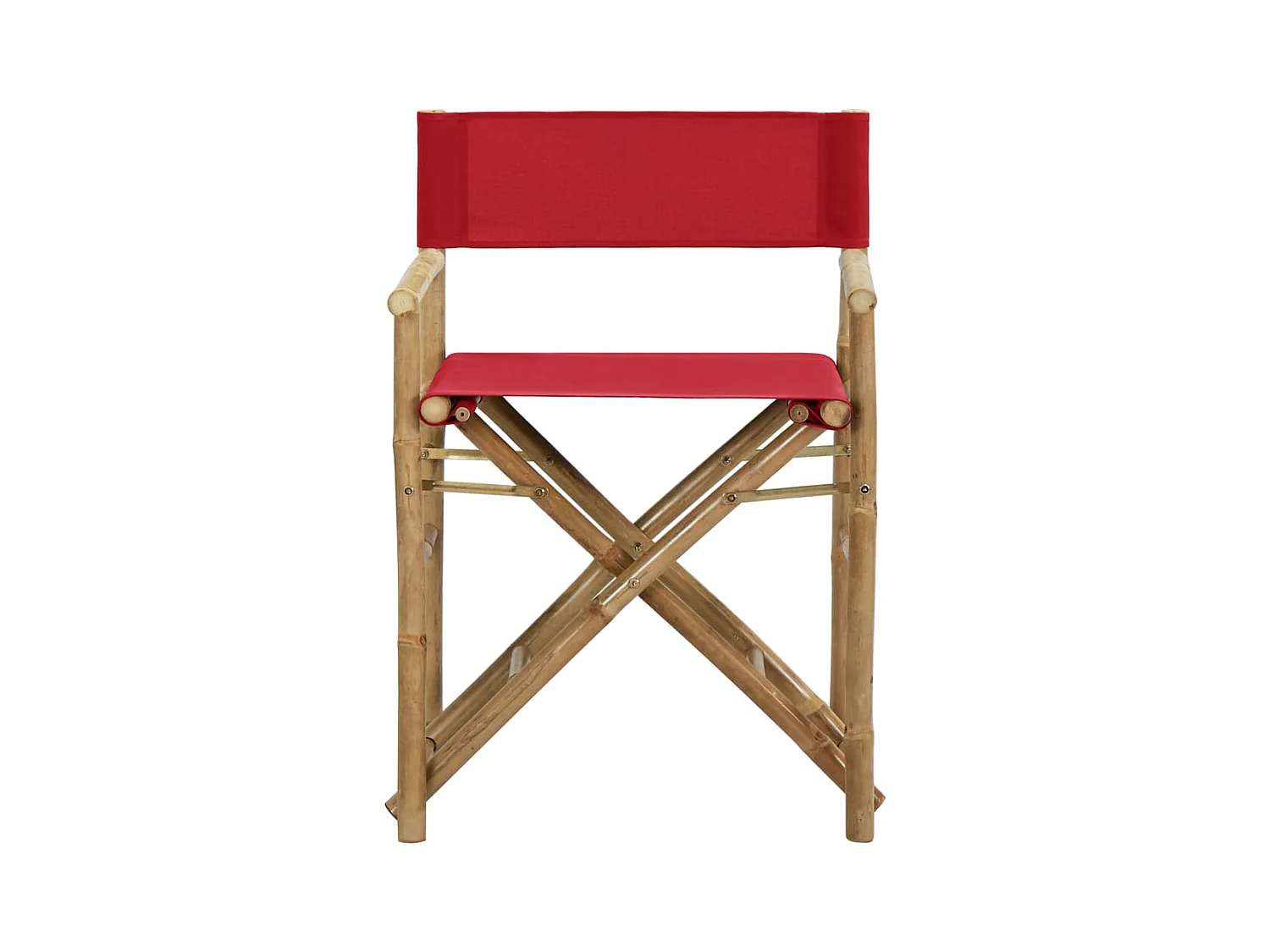 Chaises pliables de directeur lot de 2 Rouge Bambou et tissu