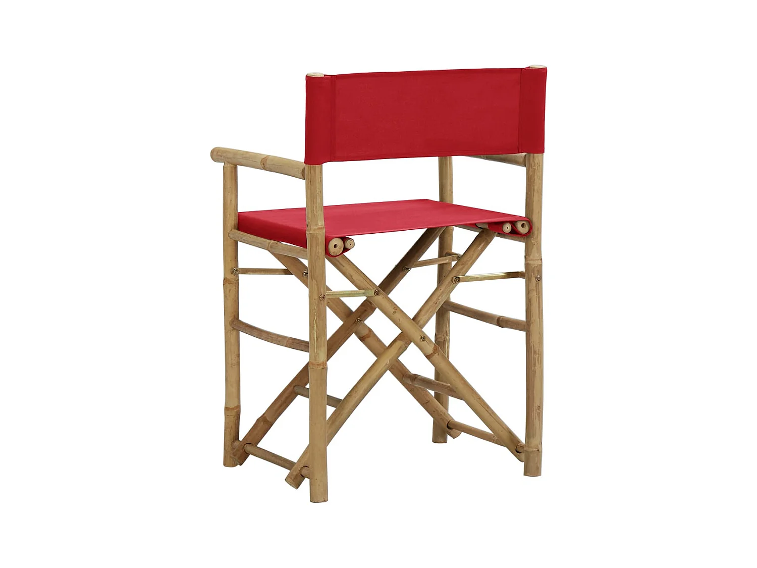 Chaises pliables de directeur lot de 2 Rouge Bambou et tissu