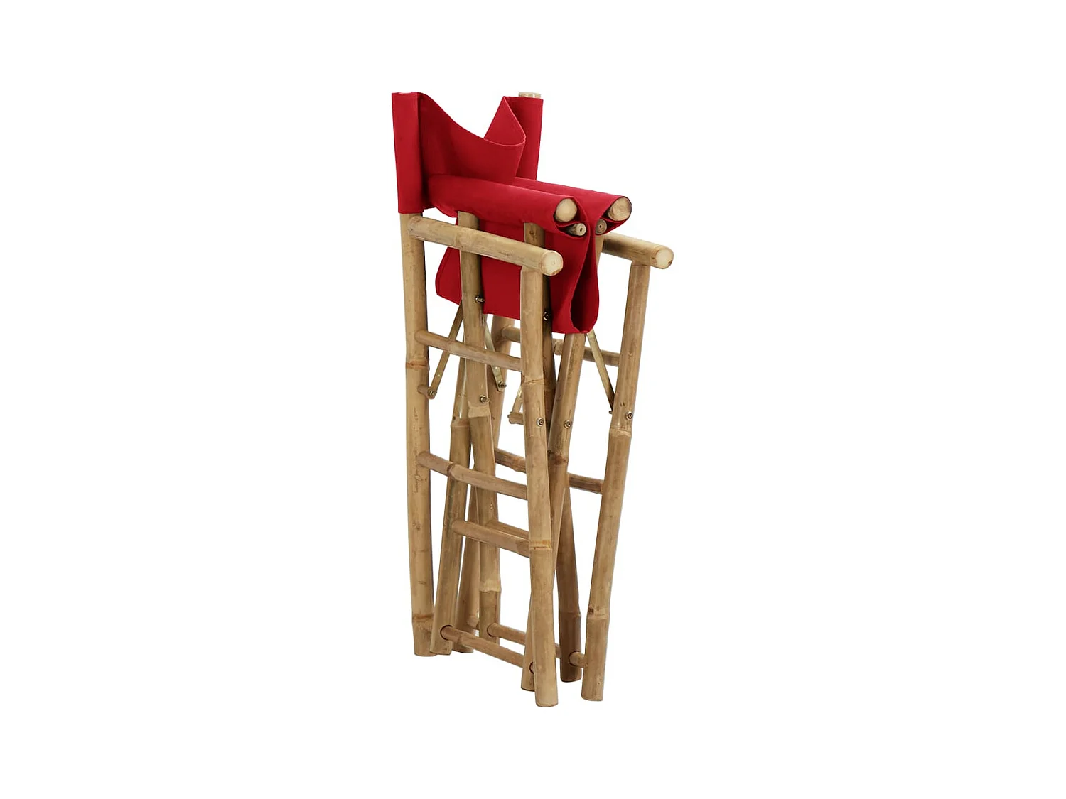 Chaises pliables de directeur lot de 2 Rouge Bambou et tissu