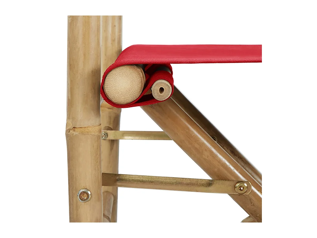 Chaises pliables de directeur lot de 2 Rouge Bambou et tissu