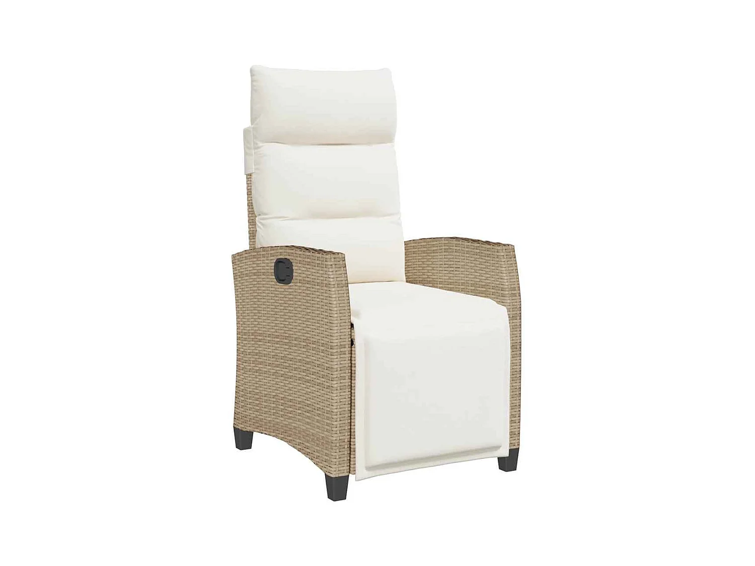 Chaise de jardin inclinable et table d'appoint beige polyrotin