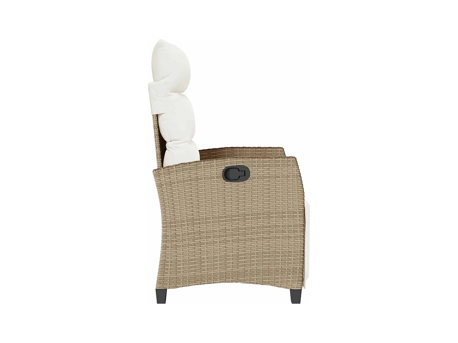 Chaise de jardin inclinable et table d'appoint beige polyrotin