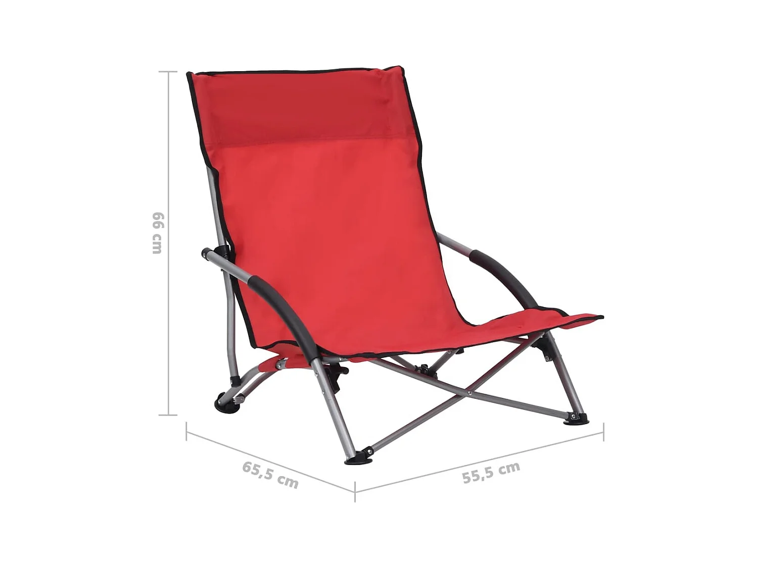 Set di 2 sedie da spiaggia pieghevoli in tessuto rosso