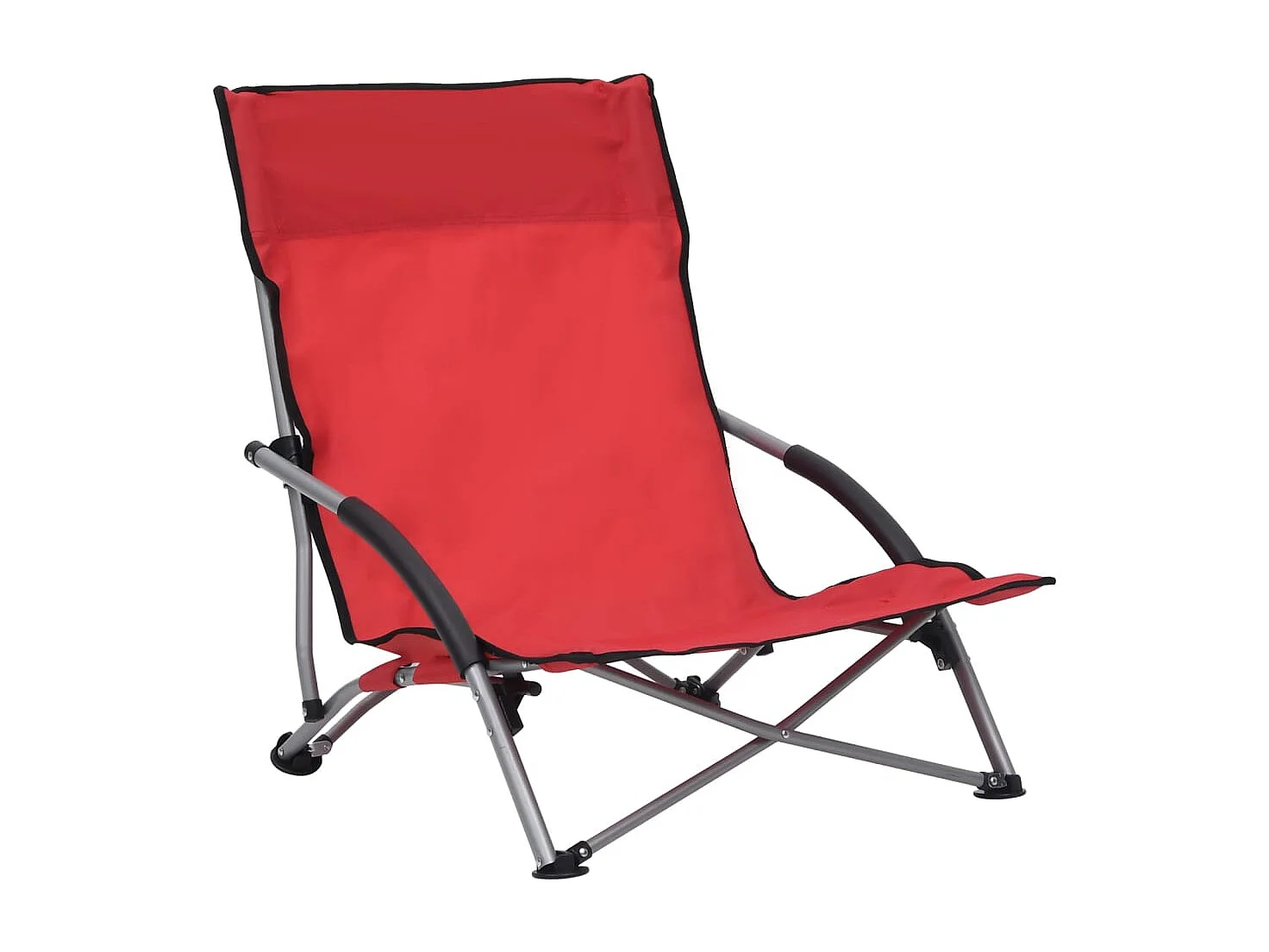 Chaises de plage pliables lot de 2 Rouge Tissu