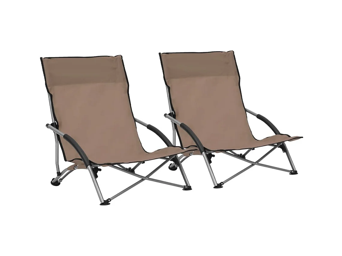 Set di 2 sedie da spiaggia pieghevoli in tessuto color tortora