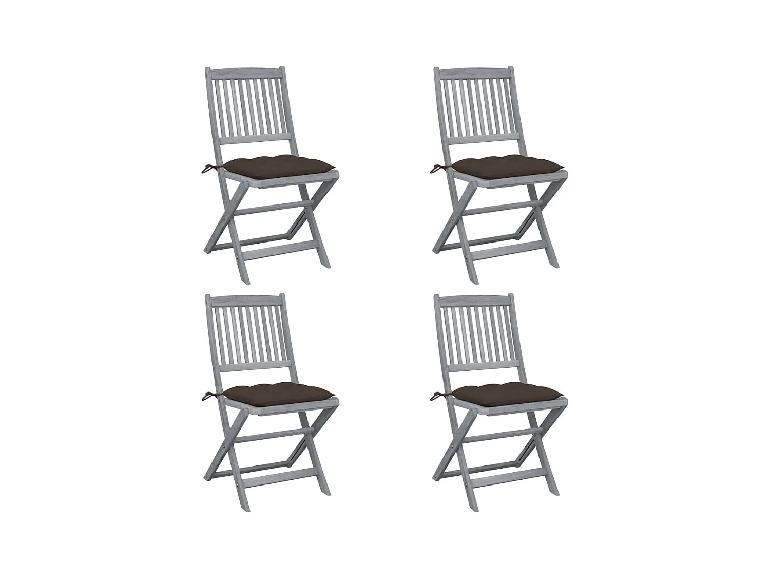 Chaises pliables d'extérieur lot de 4 et coussins Bois d'acacia
