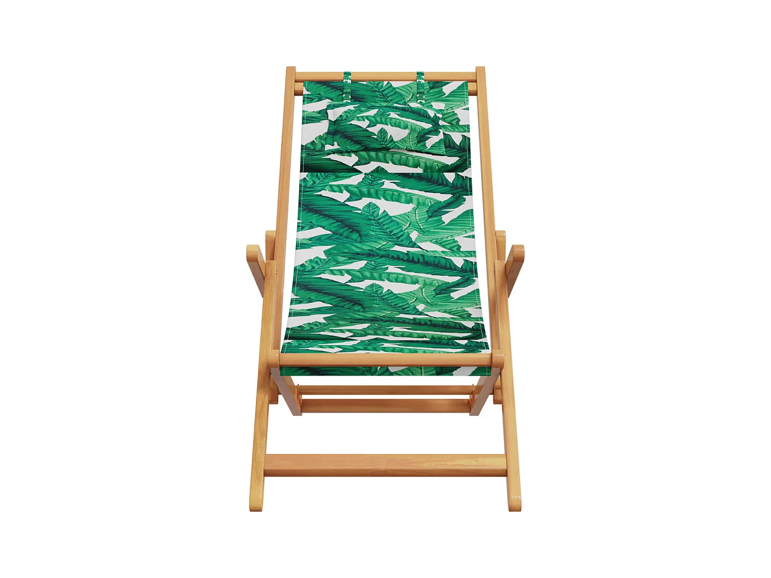Chaise pliable plage motif de feuilles bois d'eucalyptus/tissu