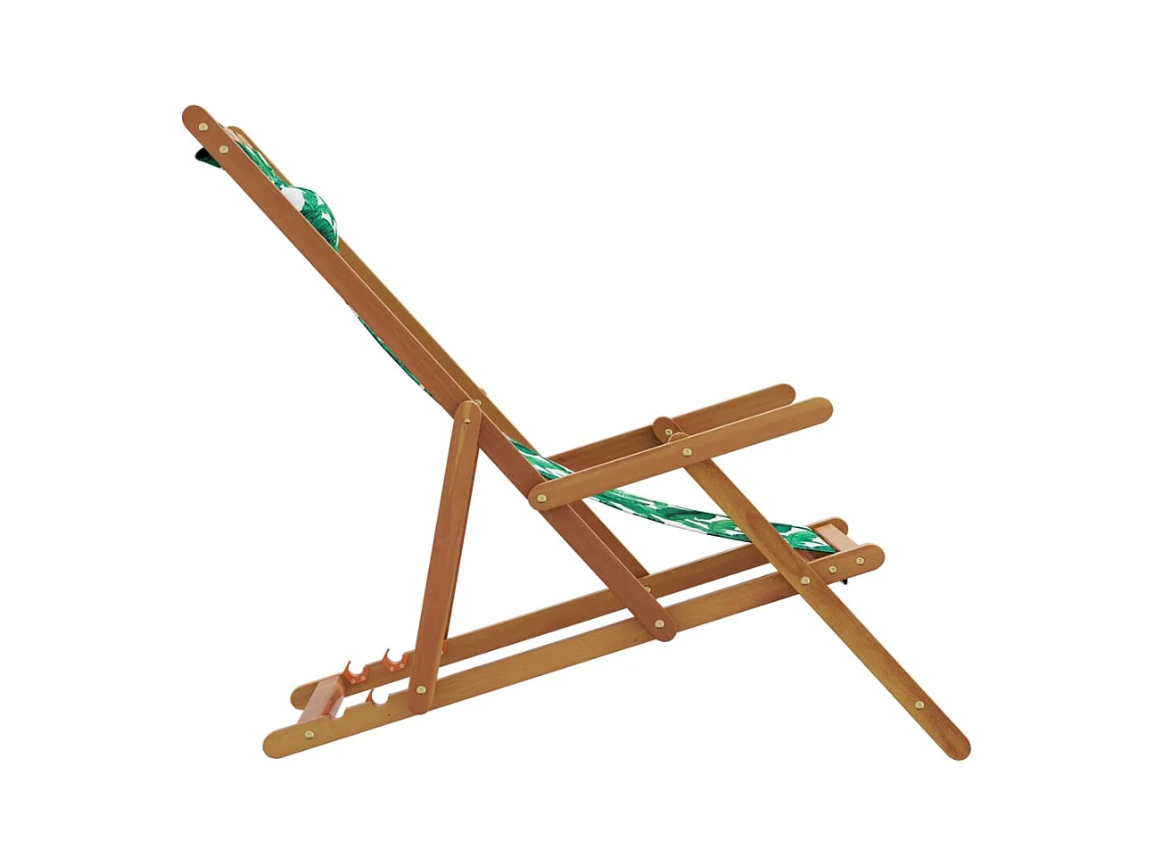 Chaise pliable plage motif de feuilles bois d'eucalyptus/tissu