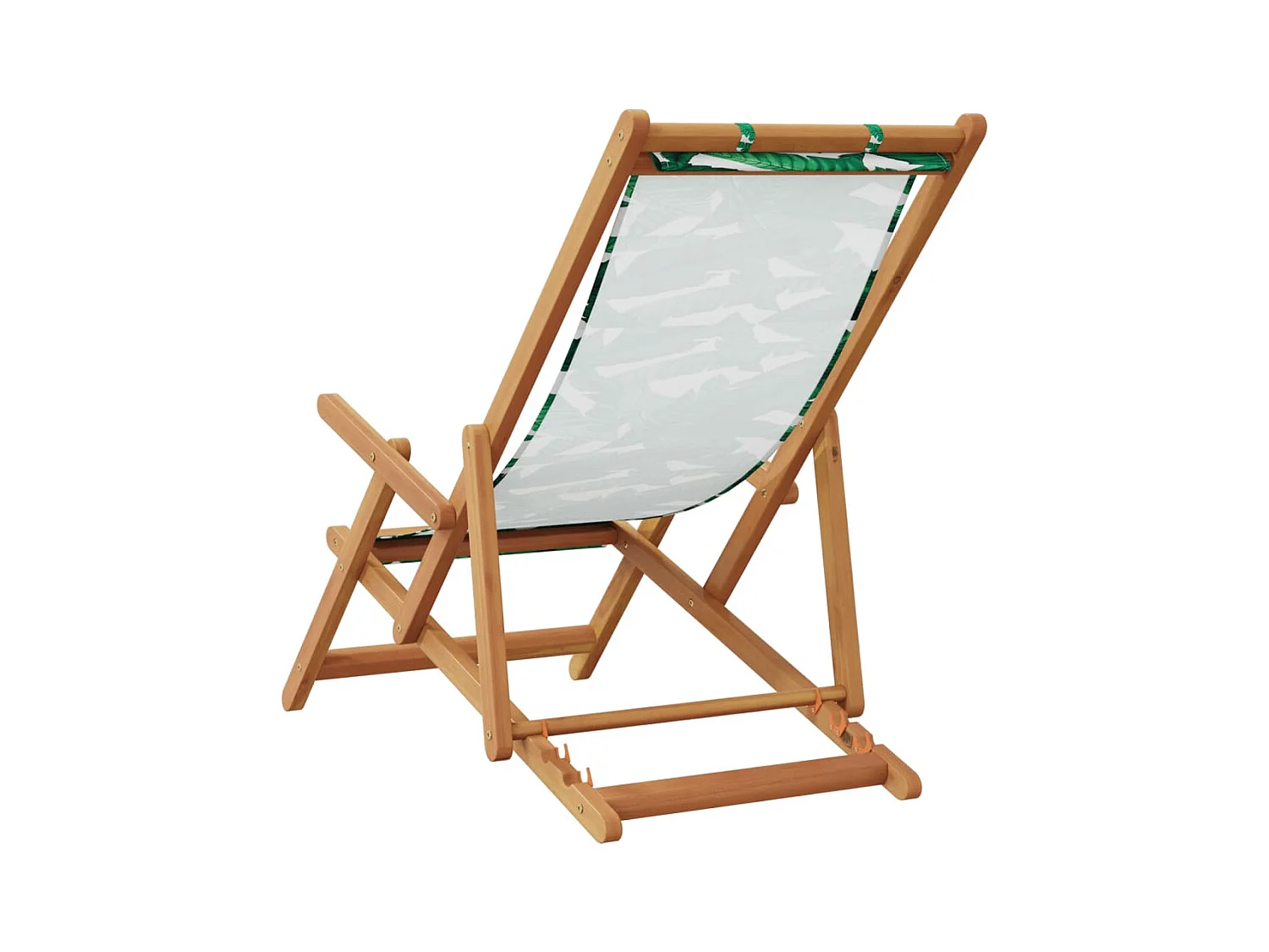 Chaise pliable plage motif de feuilles bois d'eucalyptus/tissu