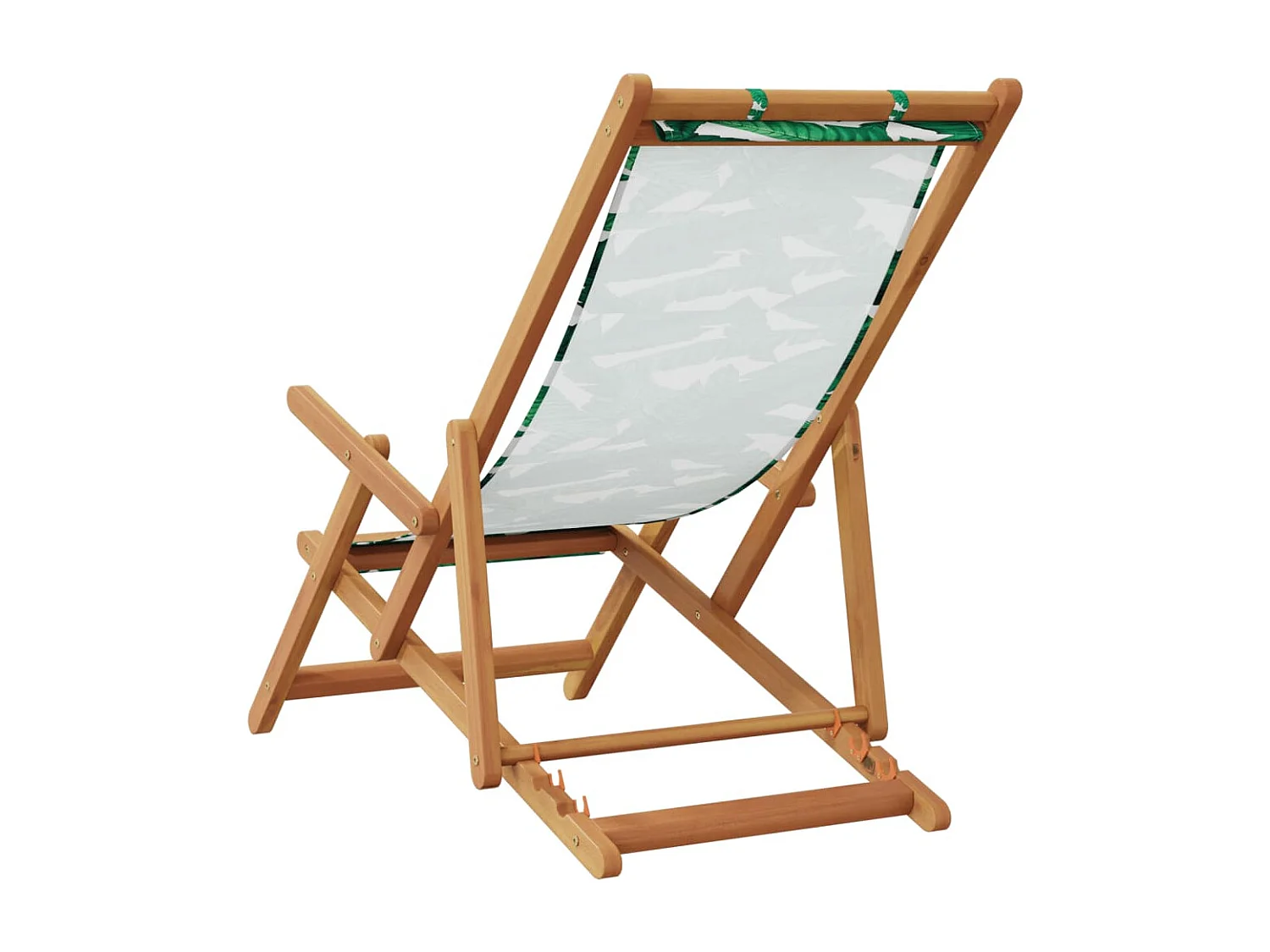 Sedia da spiaggia pieghevole con motivo a foglie in legno di eucalipto/tessuto