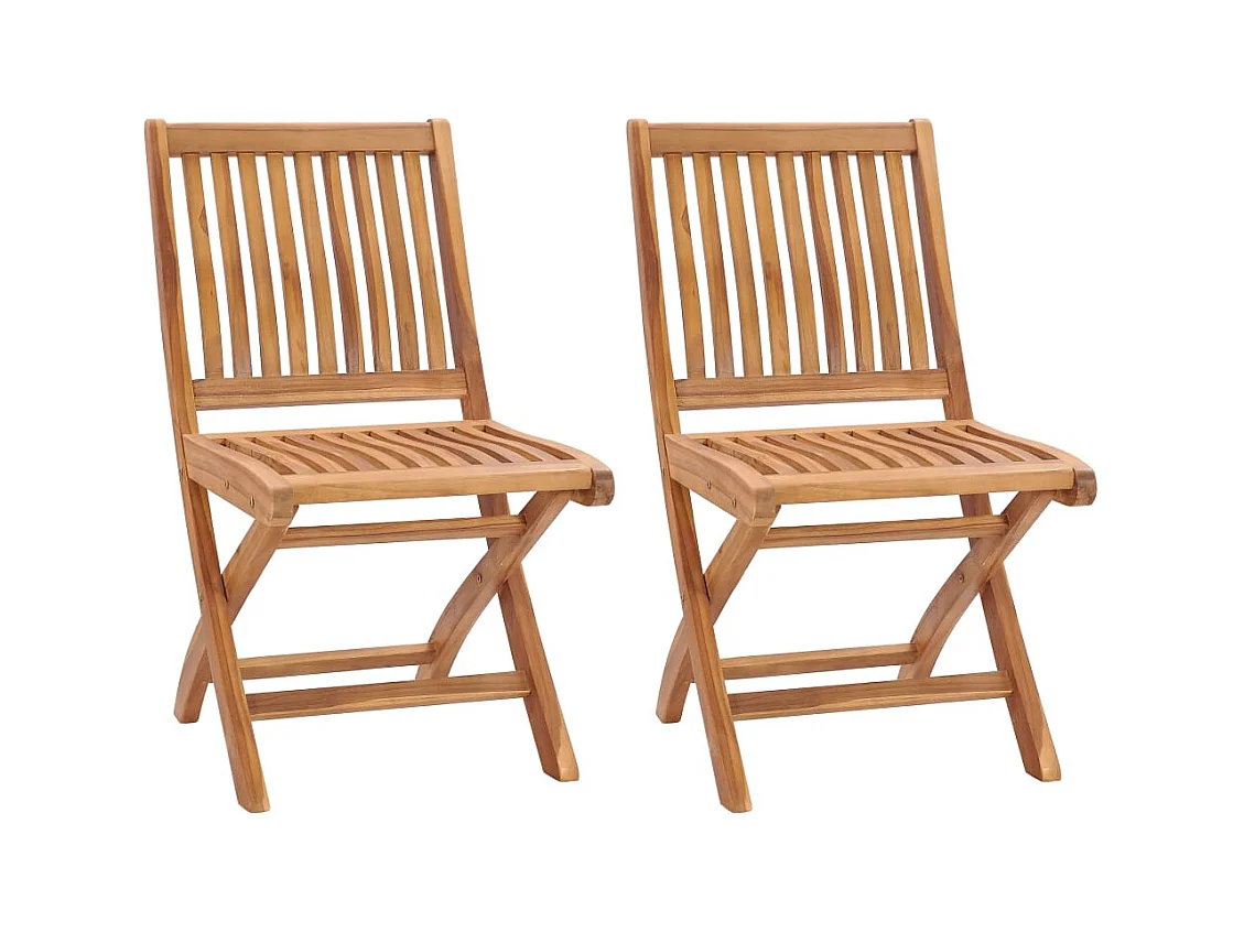 Chaises de jardin pliables lot de 2 Bois de teck massif