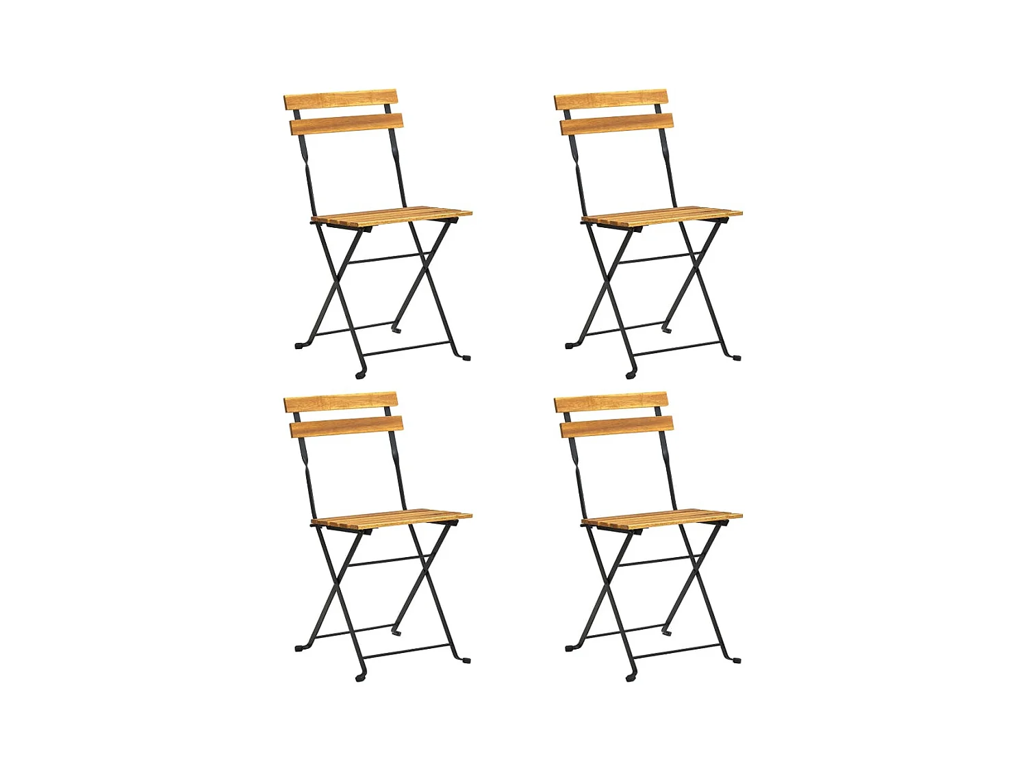 Chaises de bistro pliables lot de 4 Bois d'acacia massif