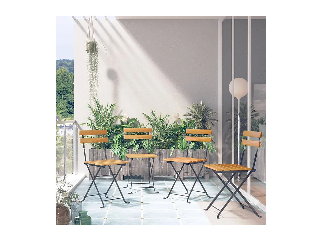 Chaises de bistro pliables lot de 4 Bois d'acacia massif