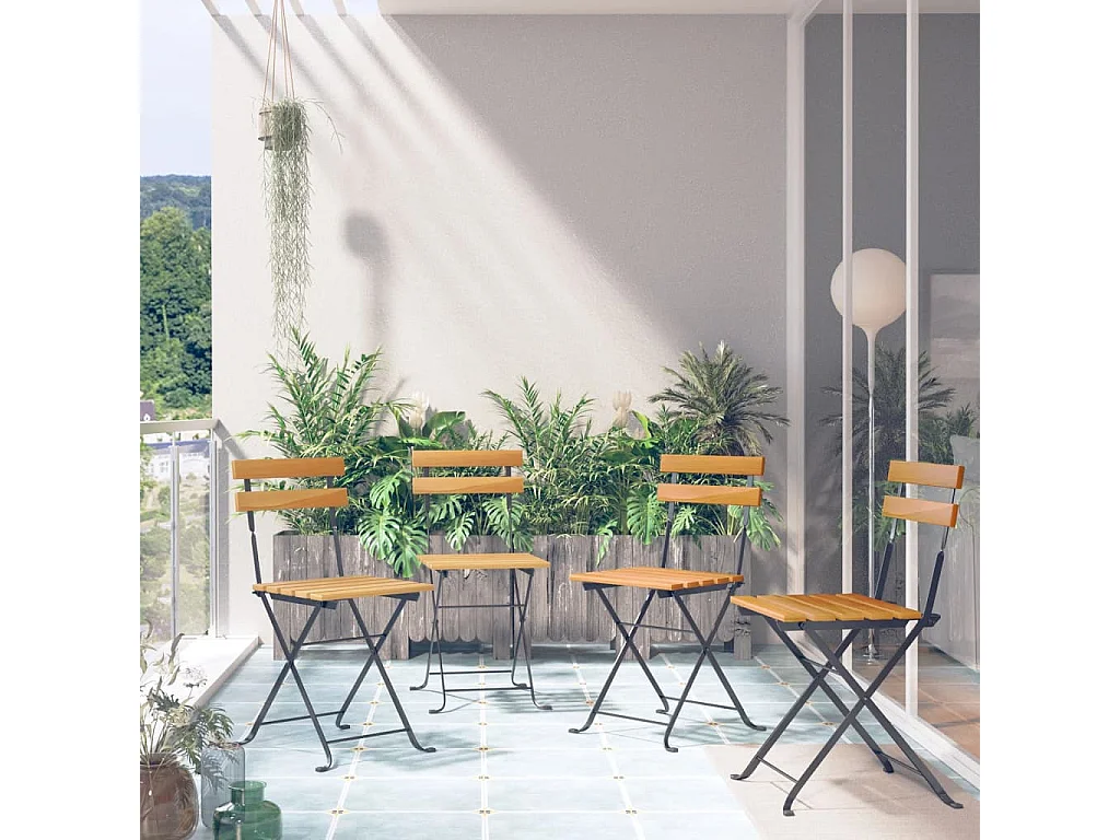 Chaises de bistro pliables lot de 4 Bois d'acacia massif