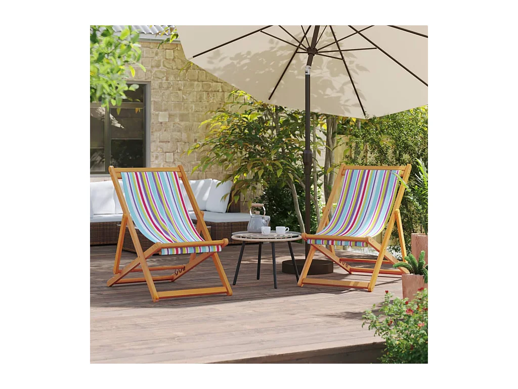 Chaises de plage pliables lot de 2 multicolore tissu