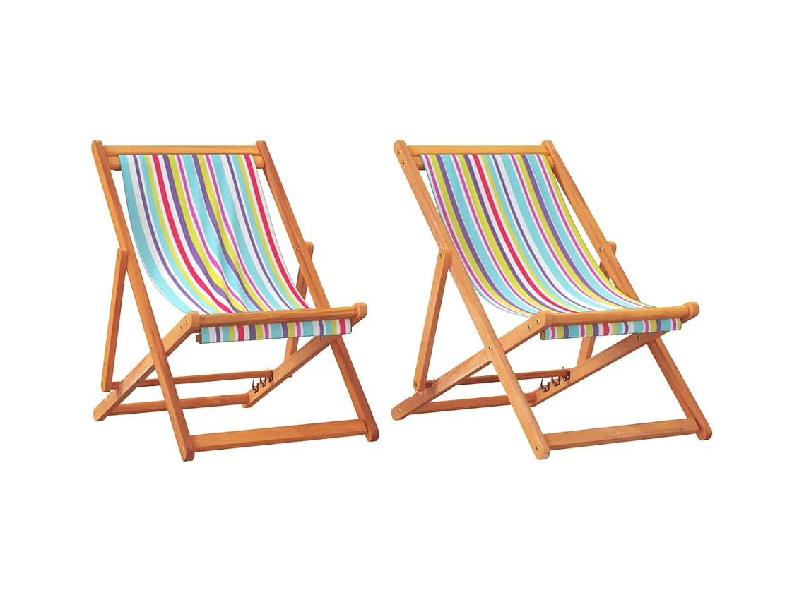 Chaises de plage pliables lot de 2 multicolore tissu