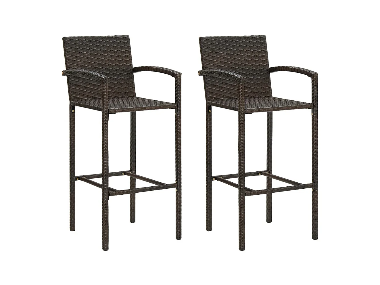 Tabourets de bar lot de 2 marron résine tressée