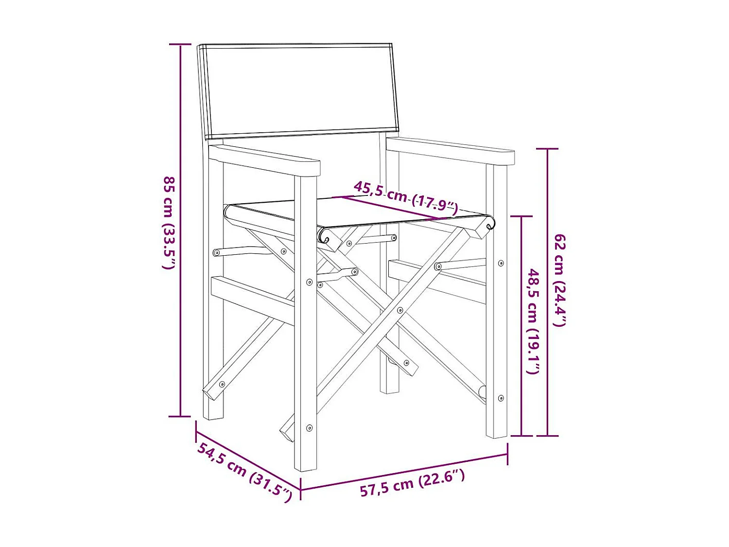 Set di 2 sedie da regista pieghevoli in legno massello di teak