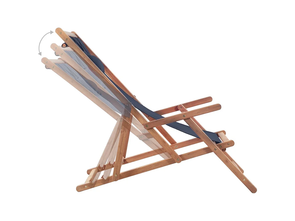 Chaise pliable de plage Tissu et cadre en bois Bleu