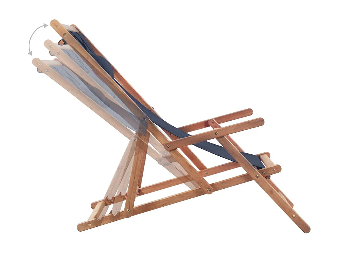 Chaise pliable de plage Tissu et cadre en bois Bleu