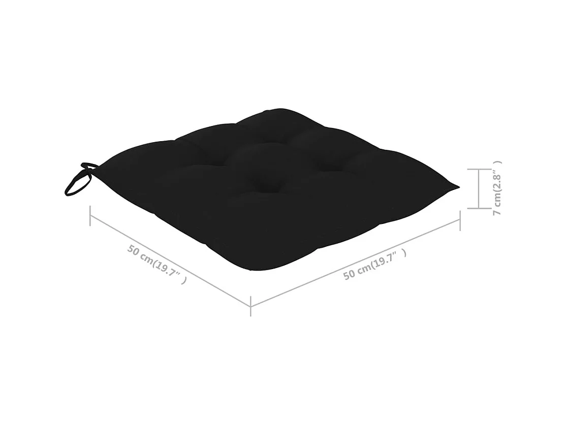 Set di 3 sedie da pranzo da giardino con cuscini in legno massello di acacia