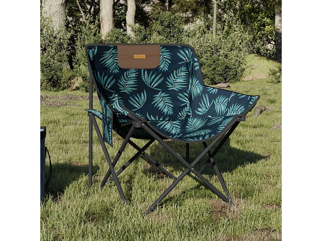 Juego de 2 sillas de camping plegables con bolsillo y diseño de hojas