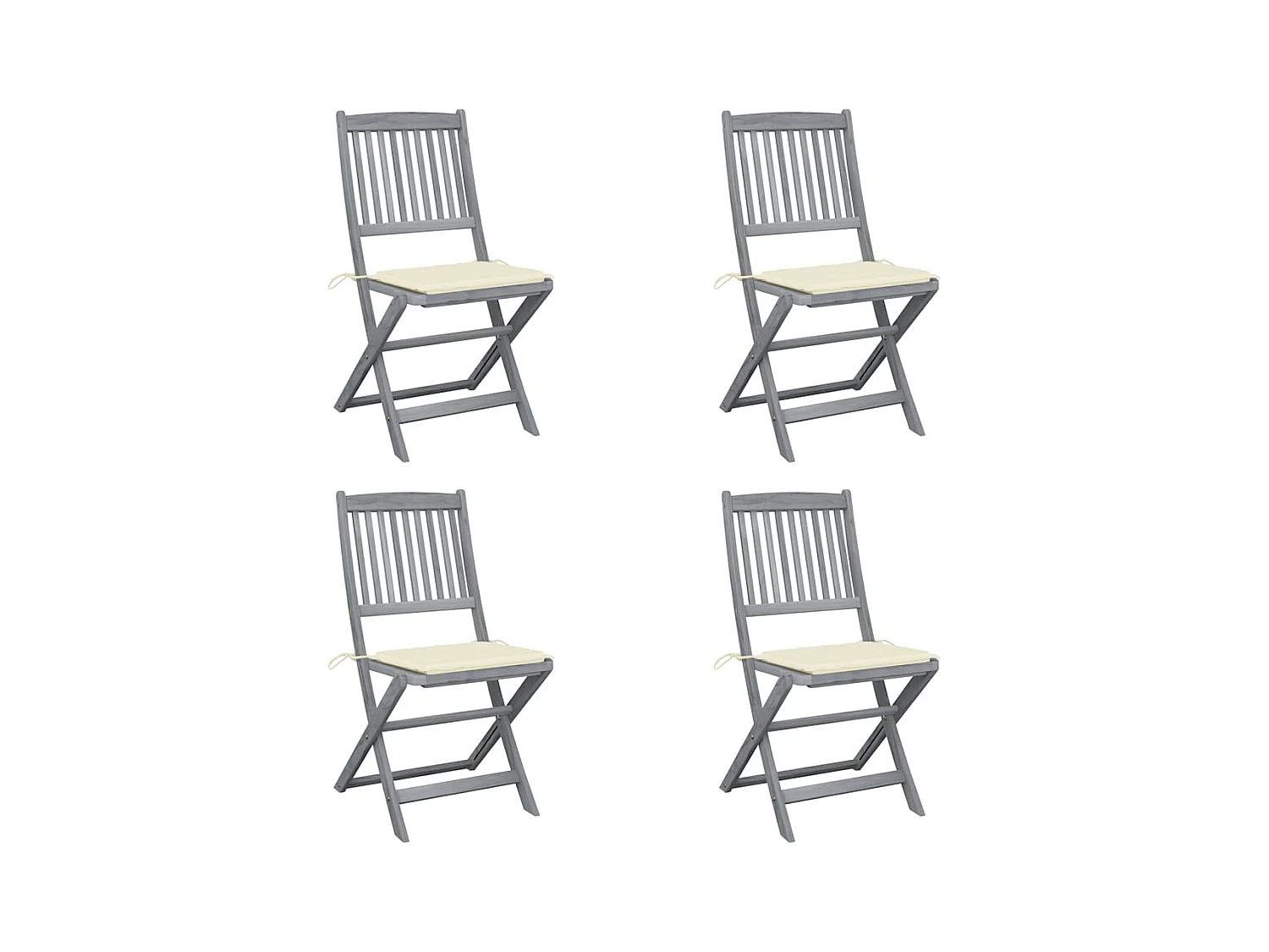 Chaises pliables d'extérieur lot de 4 et coussins Bois d'acacia