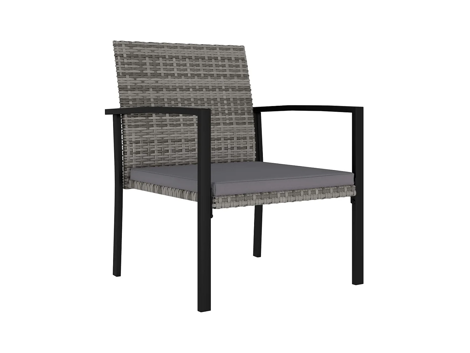 Set di 4 sedie da pranzo da giardino in resina intrecciata grigia