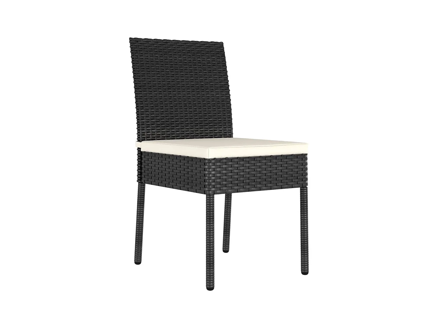 Set di 4 sedie da pranzo da giardino in resina intrecciata nera